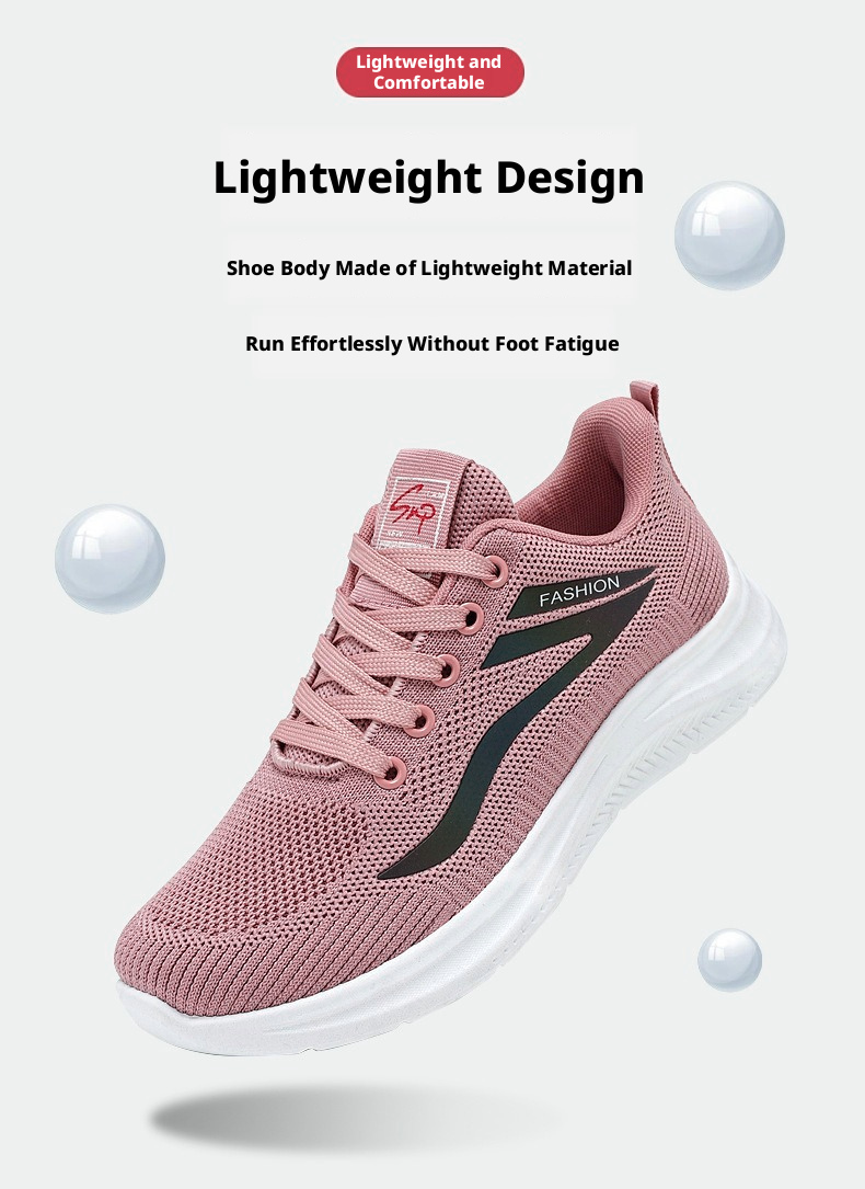 Women's Breathable Flyknit Sneakers, Lightweight Soft Sole Casual Walking Shoes for Spring, Summer, and Autumn