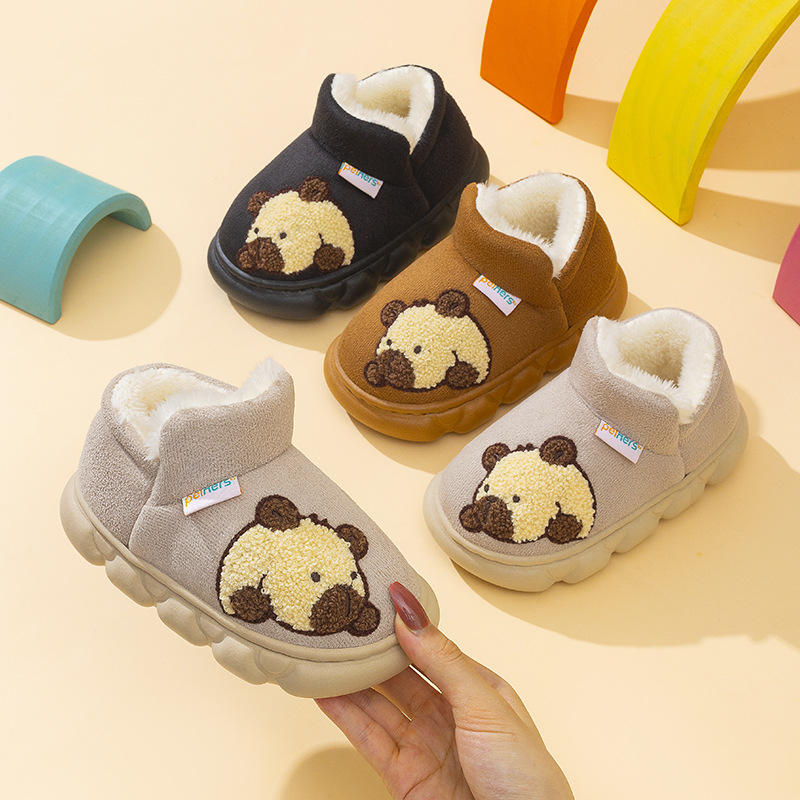 Kids Winter Snow Boots with Fleece Lining, Thick Warm Cartoon Soft Sole Non-Slip Shoes for Boys and Girls