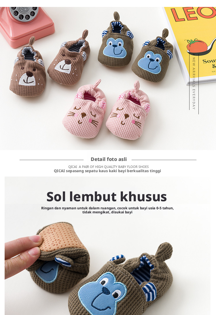 Sepatu Kaus Kaki Lantai Dalam Anti Selip untuk Bayi dan Anak Balita, Sandal Kartun Katun untuk Anak Laki-laki dan Perempuan