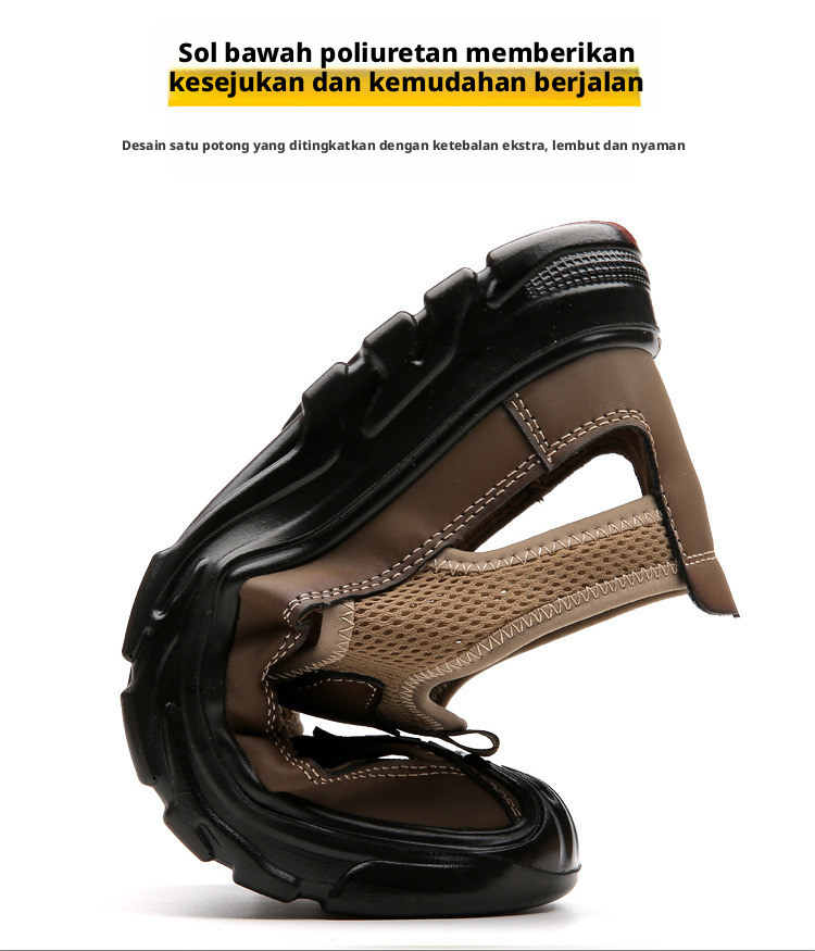 Sepatu Sandal Pria Berbahan Transparan dengan Ujung Tertutup, Model Slip-On Berbahan Jaring untuk Luar Ruangan yang Antislip, Ringan, dan Cocok untuk Pantai