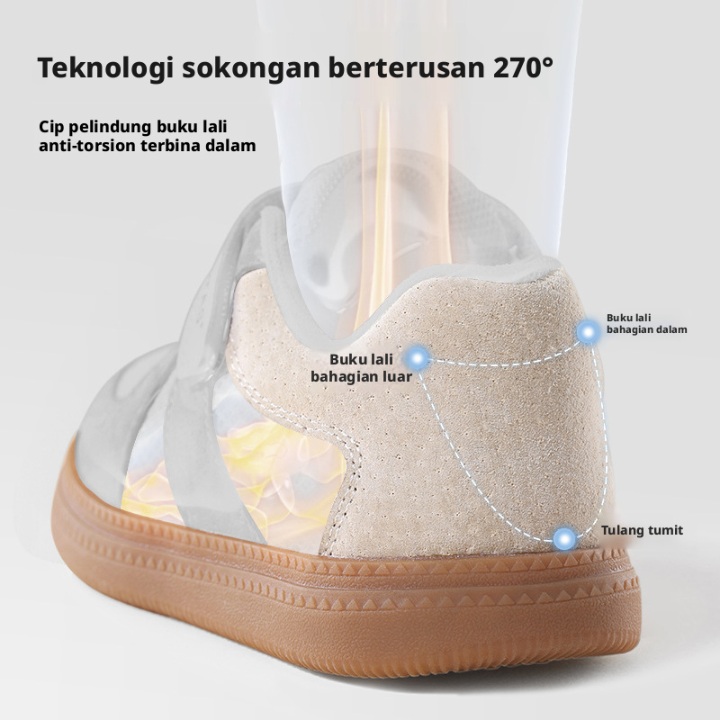 Kasut Dalam Rumah Beitaishi Kids, Tapak Lembut, Tidak Licin, Jenis Sneaker Kulit Babi untuk Kanak-kanak Lelaki dan Perempuan Tadika