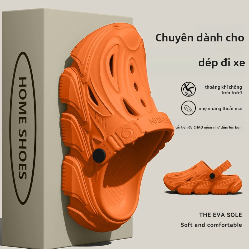 Giày mũi đóng kiểu EVA dành cho nam, gót dày chống trơn trượt, chống mùi, tăng chiều cao, giày đi biển mùa hè