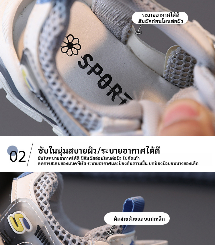 รองเท้าผ้าใบ Mesh สำหรับเด็ก ระบายอากาศได้ดี รองเท้ากีฬาแบบโปร่งสำหรับเด็กเล็กและเด็กผู้ชายผู้หญิงในช่วงฤดูร้อน