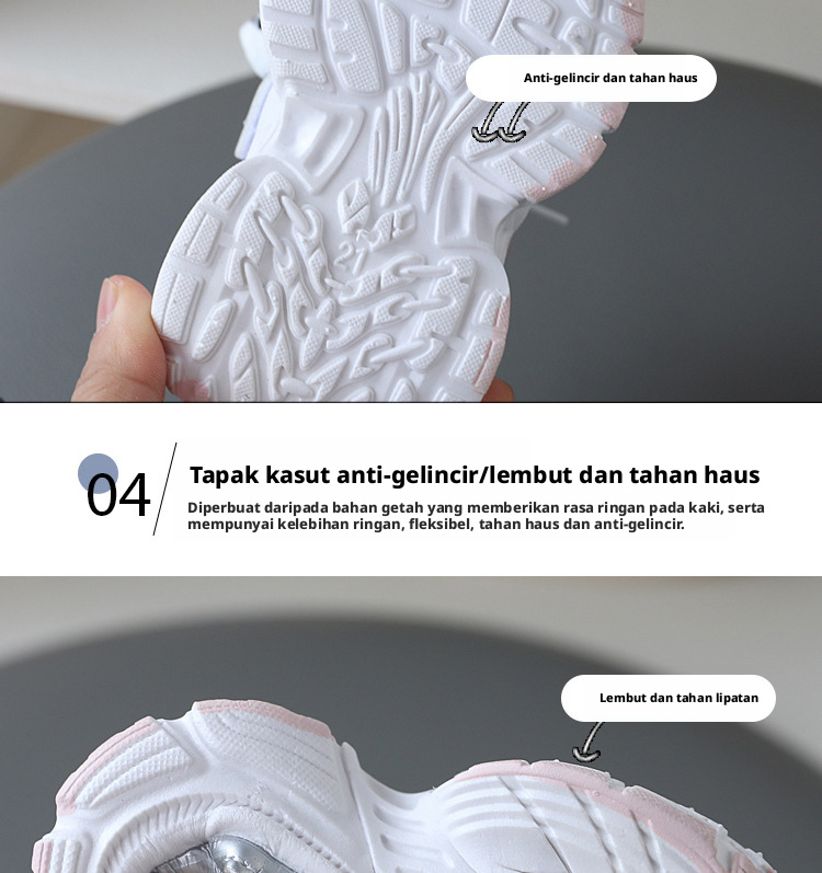 Kasut sukan kulit tiruan untuk kanak-kanak, kasut santai berat ringan dengan tapak lembut anti-slip untuk bayi dan kanak-kanak kecil