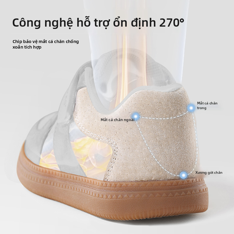Giày trong nhà Beitaishi Kids, đế mềm chống trơn, kiểu giày thể thao da lợn, dành cho bé trai và bé gái mẫu giáo