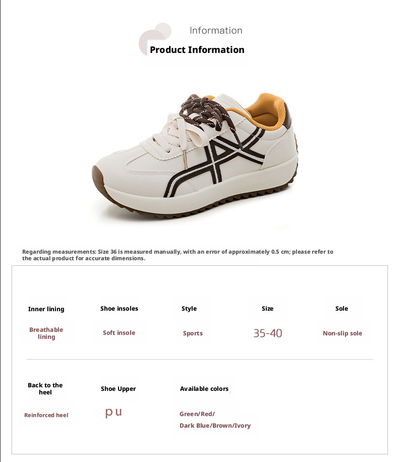 Women's Color Block Lace-Up Sneakers, PU Casual Walking Shoes with Thick Sole