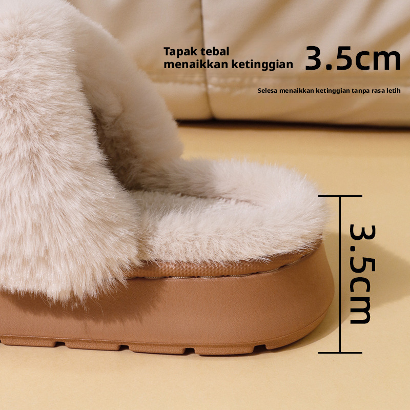 Selipar Kapas Uniseks dengan Tapak EVA, Kasut Dalaman Tebal dan Hangat untuk Lelaki dan Wanita
