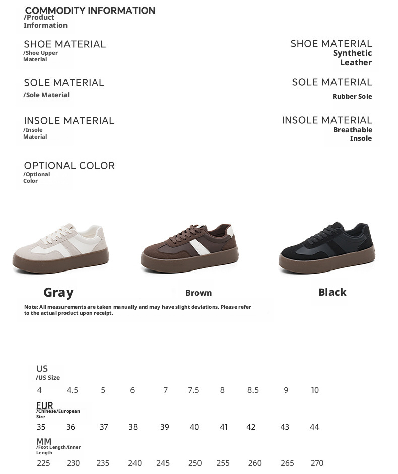 Unisex PU Leather Sneakers with Thick Sole, Lace-Up Casual Walking Shoes for Spring Summer Autumn