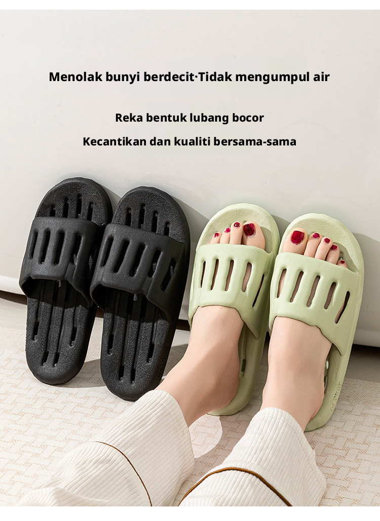 Selipar PVC Uniseks dengan Jalur Menegak, Selipar Mandi Tidak Licin dan Kalis Air untuk Rumah dan Bilik Mandi