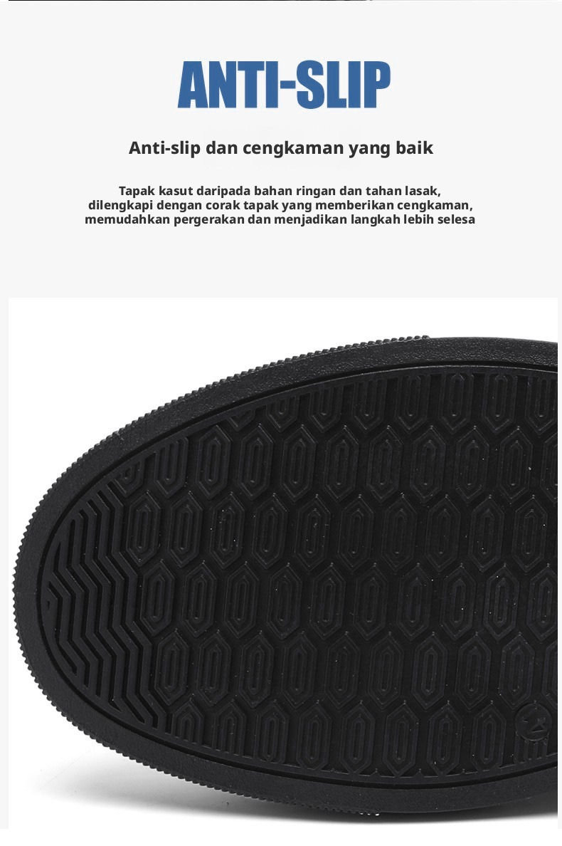 Kasut kasual kulit PU untuk lelaki, kasut papan rendah berkepala bulat.