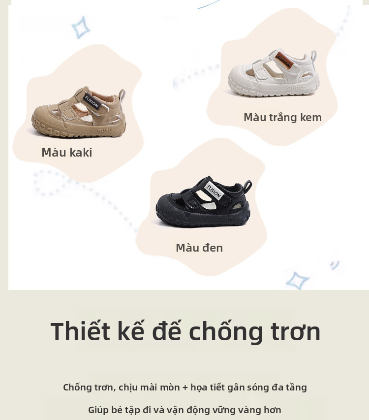 Đôi dép xỏ ngón dành cho trẻ em, thoáng khí, gót đóng, có đế mềm chống trượt và khóa loại móc-vòng, phù hợp cho bé trai và bé gái vào mùa hè