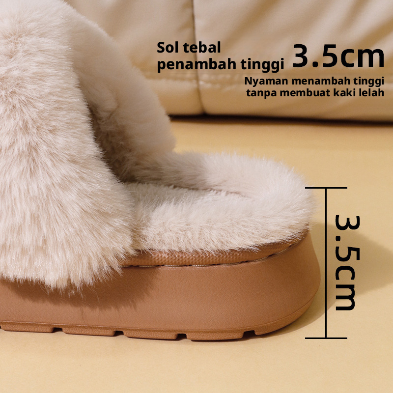 Sepatu Sandal Katun Unisex dengan Sol EVA, Sepatu Rumah Tebal dan Hangat untuk Pria dan Wanita