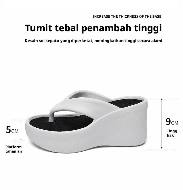 Sepatu Sandal Platform Wanita dengan Hak Tinggi, Sol Tebal EVA Anti Selip untuk Pantai Musim Panas