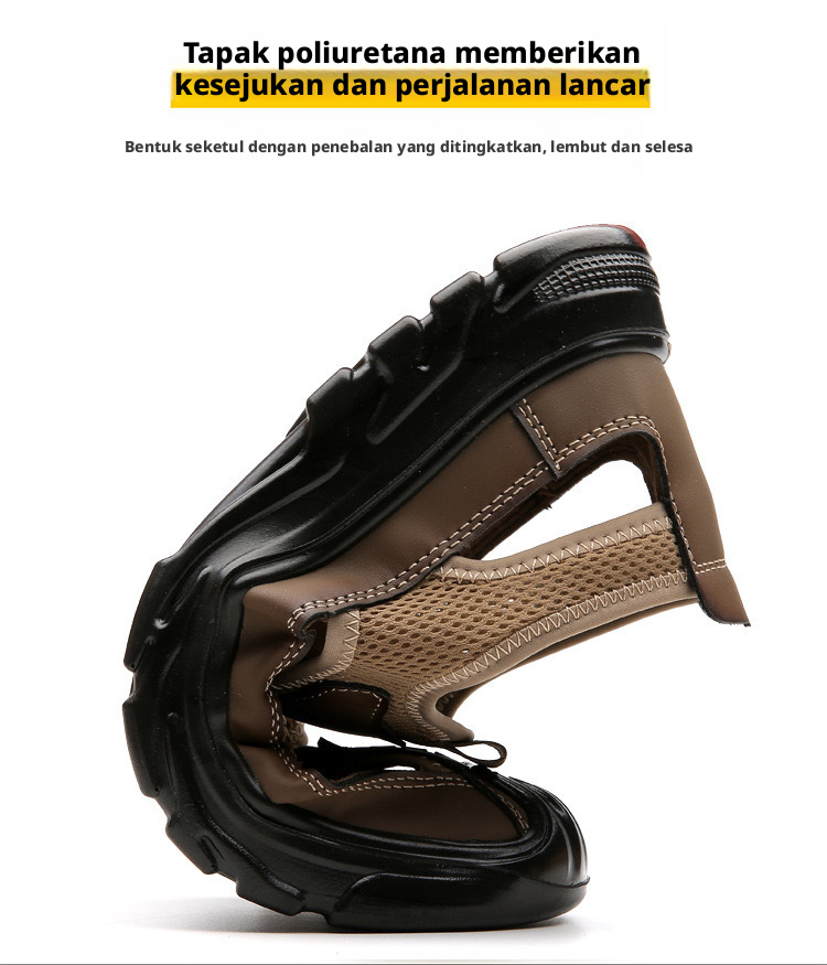 Selipar lelaki berjari tertutup yang selesa untuk bernafas, jenis mesh tanpa tali, sesuai untuk luar rumah, anti-slip, ringan, dan santai untuk ke pantai