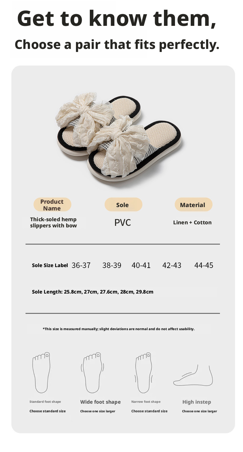 Women's Linen Bow Slippers Open Toe Breathable Indoor Summer Home Slippers
