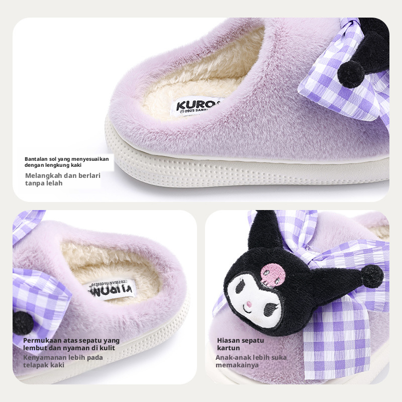 Sepatu Selop Bulu Mario yang Ceria untuk Anak Laki-laki dan Perempuan, Sepatu Rumah Kartun EVA untuk Dipakai di Dalam Ruangan pada Musim Dingin