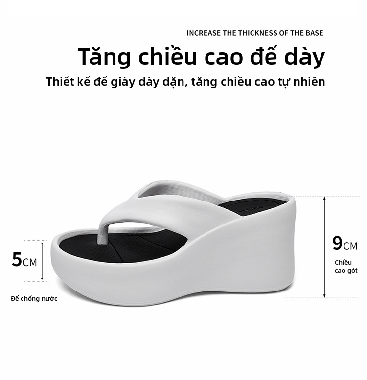 Giày xăng đan nữ kiểu platform có gót cao, đế dày EVA chống trơn, giày mũi nhọn dành cho mùa hè và đi biển