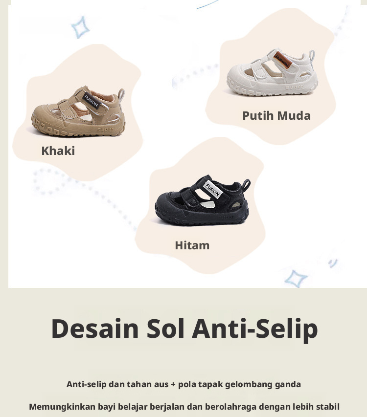 Sepatu Sandal Anak-anak yang Dapat Bernapas, Berhak Tutup, dengan Sol Lembut Anti Selip serta Penutup Tali Macam Hook and Loop untuk Anak Laki-laki dan Perempuan di Musim Panas
