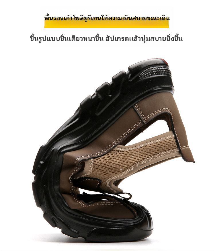 รองเท้าแตะสำหรับผู้ชาย ระบายอากาศได้ ปลายรองเท้าปิดสนิท ทำจากตาข่าย ใส่ง่าย กันลื่น น้ำหนักเบา สำหรับใส่ในที่กลางแจ้งและชายหาด