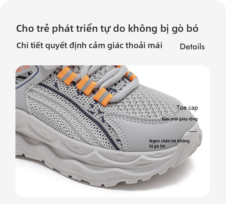Giày chạy kiểu mũi trần dễ thở BABAYA Boys dành cho mùa xuân và mùa thu