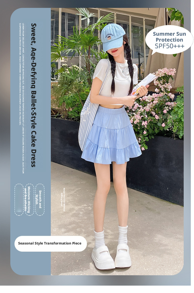 Women’s White Ballet-Style Tiered Mini Skirt, Sweet A-Line Pleated Cake Skirt for Summer