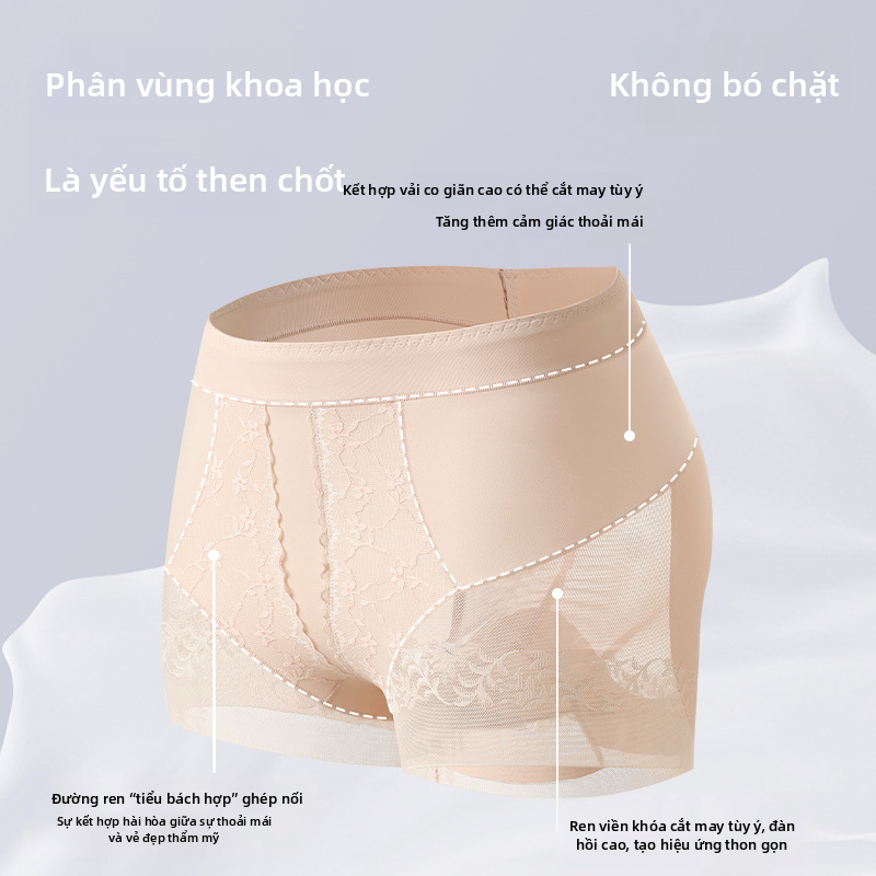 Quần Định Hình Ren Liền Mạch Cho Nữ Quần Nâng Mông Kiểm Soát Bụng Eo Cao Lụa Dâu Tằm Dài Kháng Khuẩn Siêu Mỏng