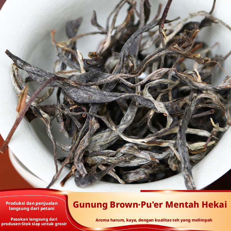 Teh Pu-erh Kuno Raw dari Pohon di Gunung Nayu Bulang Hekai, Daun Longgar Sheng Pu dari Menghai, Yunnan, 500g