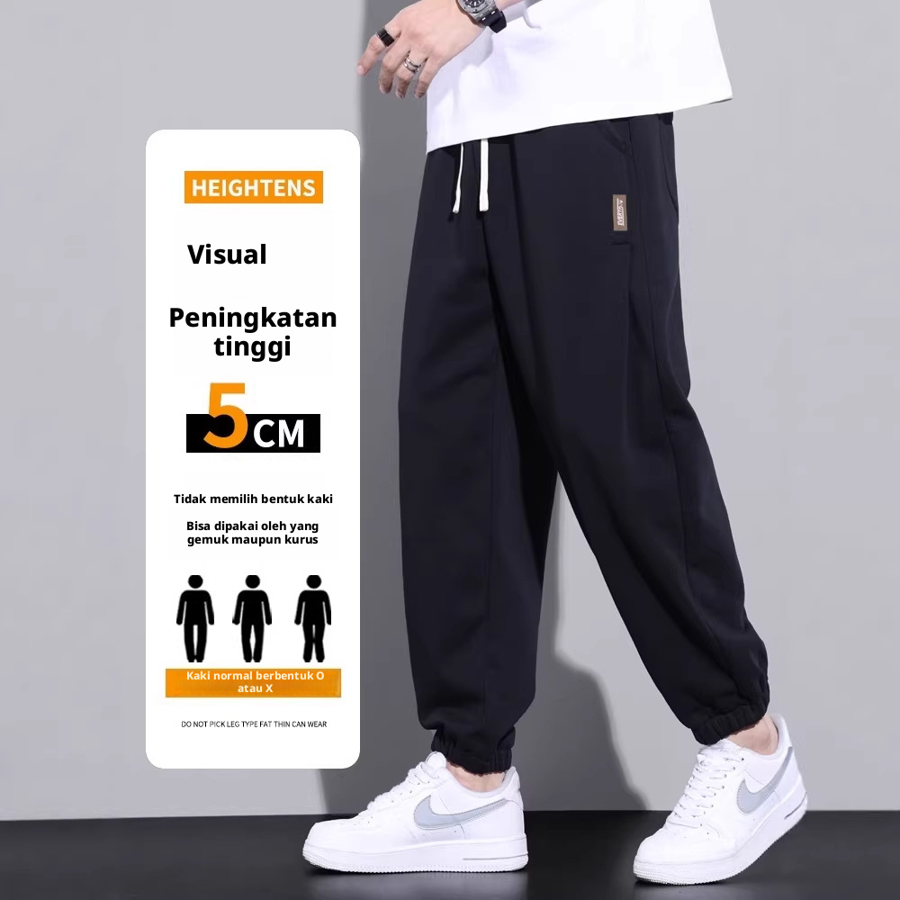 Celana Sweatpants Berjajar Bulu Pria Ukuran Plus Pelari Tapered Fit Loose untuk Kasual Musim Dingin