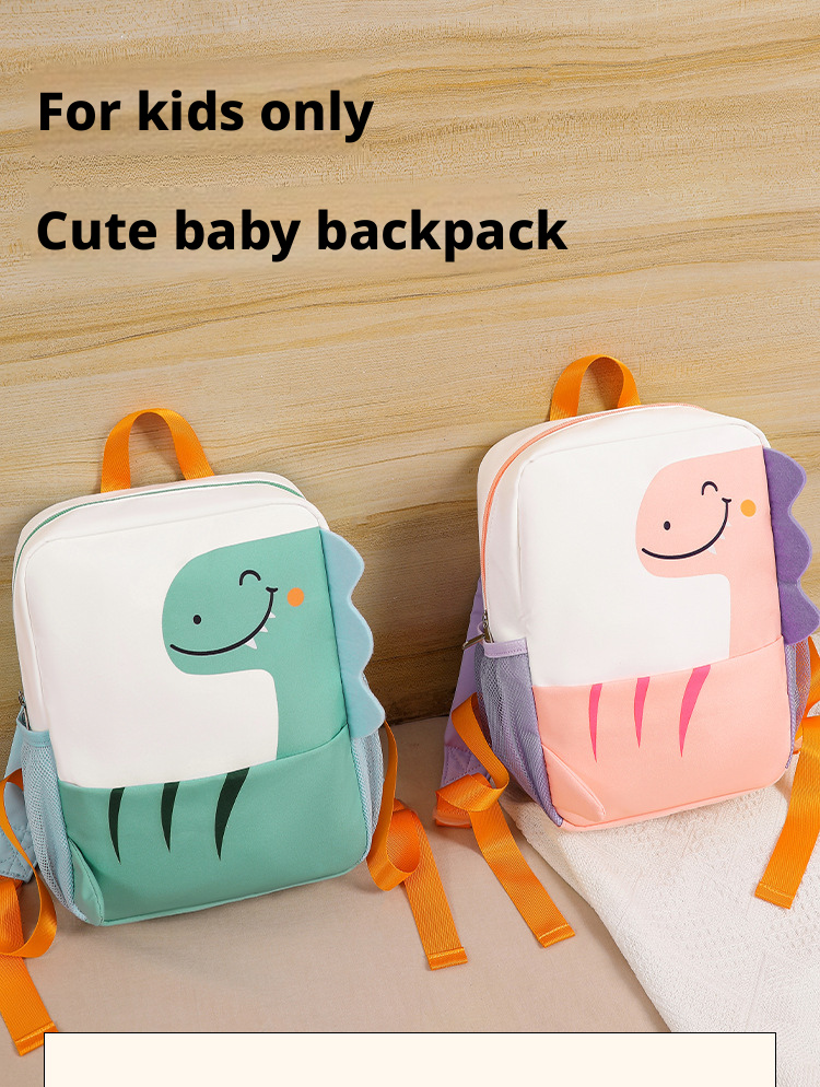 Kids Dinosaur Backpack for Kindergarten, Oxford Cloth Cartoon School Bag with Wear-Resistant Curved Shoulder Straps