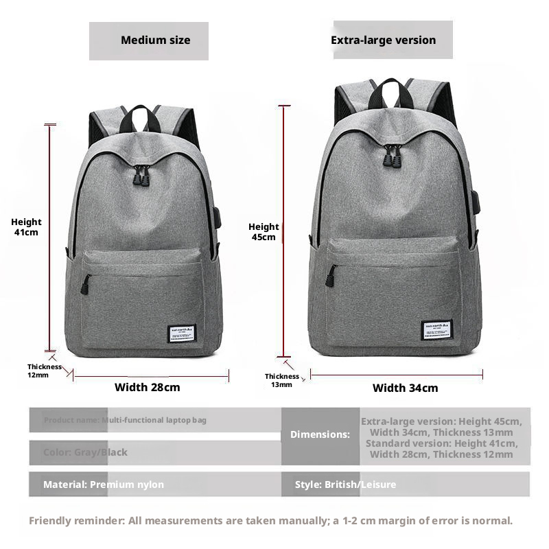 Oxford Cloth Backpack for Teens, 20-35L Large Capacity School Bag with 15-Inch Laptop Compartment, Unisex Casual Travel
