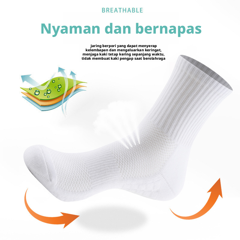 Kaus kaki lari katun untuk pria, kaus kaki olahraga berlapis terry yang menyerap keringat dan anti-bau.