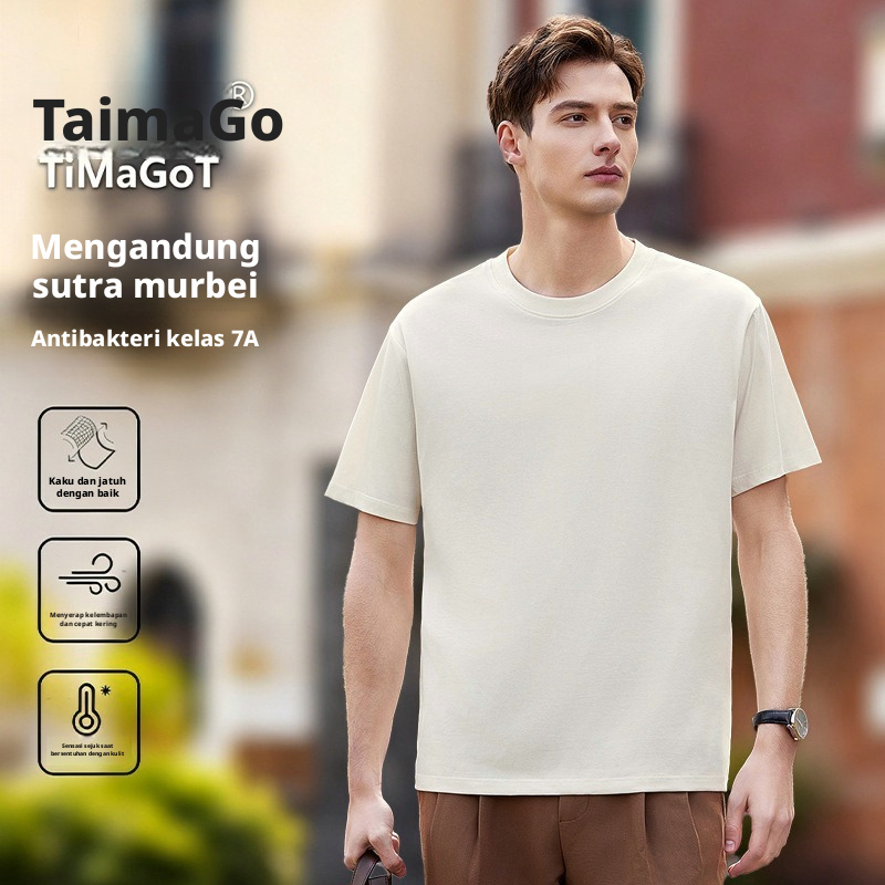 Kemeja Polo Lengan Pendek Pria TIMAGOT, Bahan Campuran Katun, Ringan, Untuk Pakaian Bisnis Kasual di Musim Panas