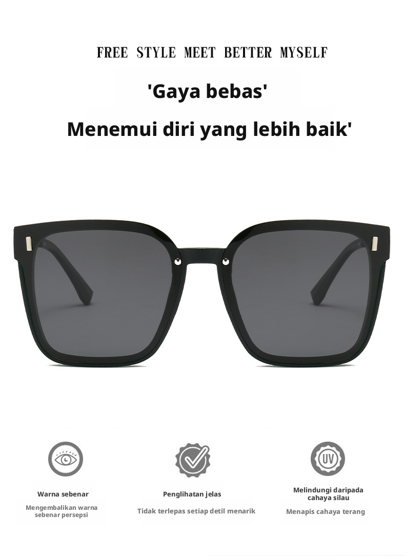 Kaca mata hitam bingkai segi empat terpolarisasi untuk wanita, kaca mata hitam bingkai penuh UV400 untuk memandu dan melancong di luar rumah