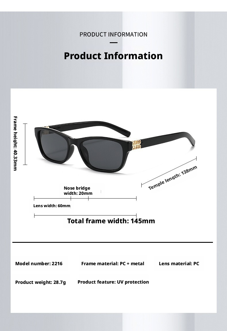 Square Frame Sunglasses for Women and Men, UV400 PC Lens Full Frame Sun Glasses for Outdoor Driving and Travel