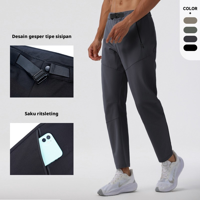 Celana Hiking Nylon Ringan Pria Celana Trekking Luar Ruangan Kaki Lurus Cepat Kering