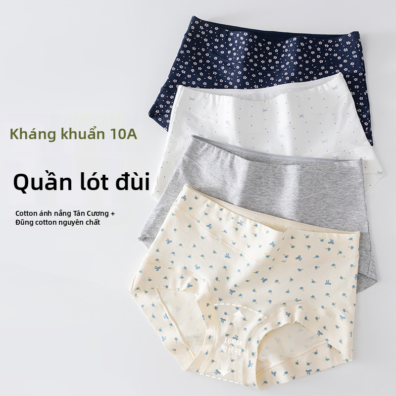 Quần lót cotton in họa tiết dành cho phụ nữ, quần lót thấm hút, kháng khuẩn, cỡ lớn