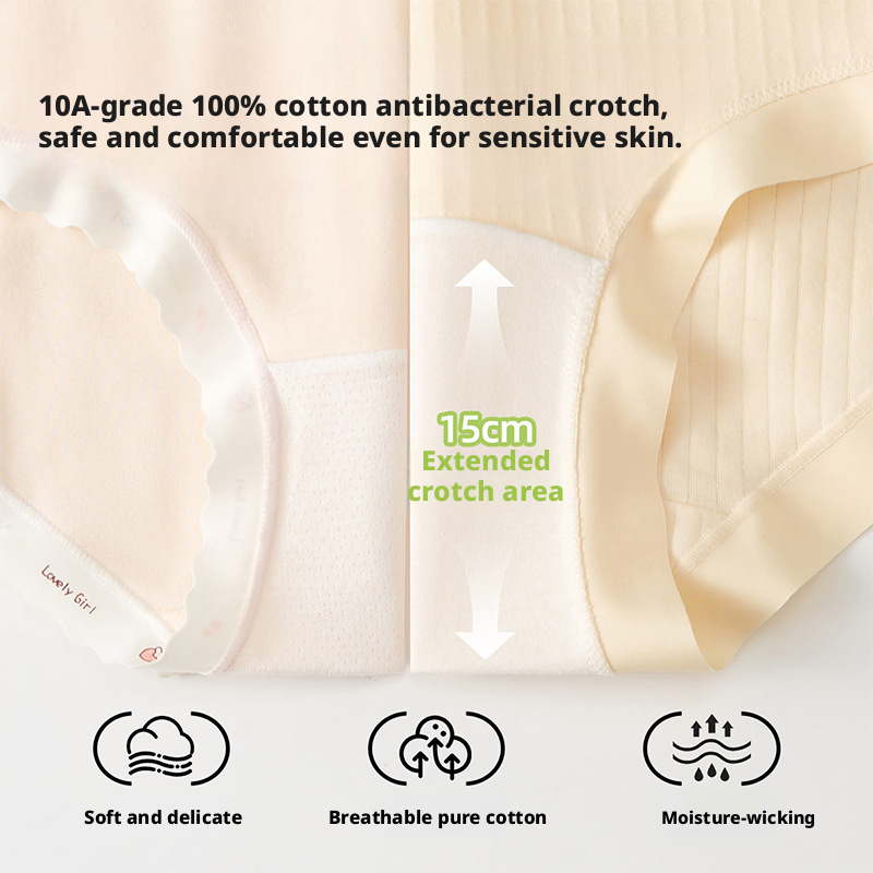 Women's High Waist Cotton Triangle Panties, Antibacterial Breathable Plus Size Underwear
