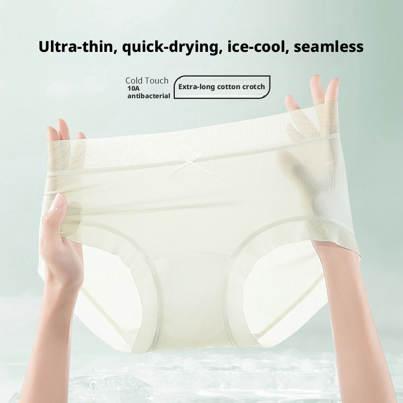 Women Seamless Breathable Triangle Panties with Cotton Gusset, Mid Waist Solid Color Underwear