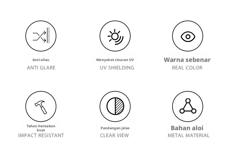 Kaca mata hitam polarisasi berbentuk segi empat untuk lelaki dan wanita, kaca mata UV400 dengan lensa hitam penuh untuk memandu dan aktiviti luar.