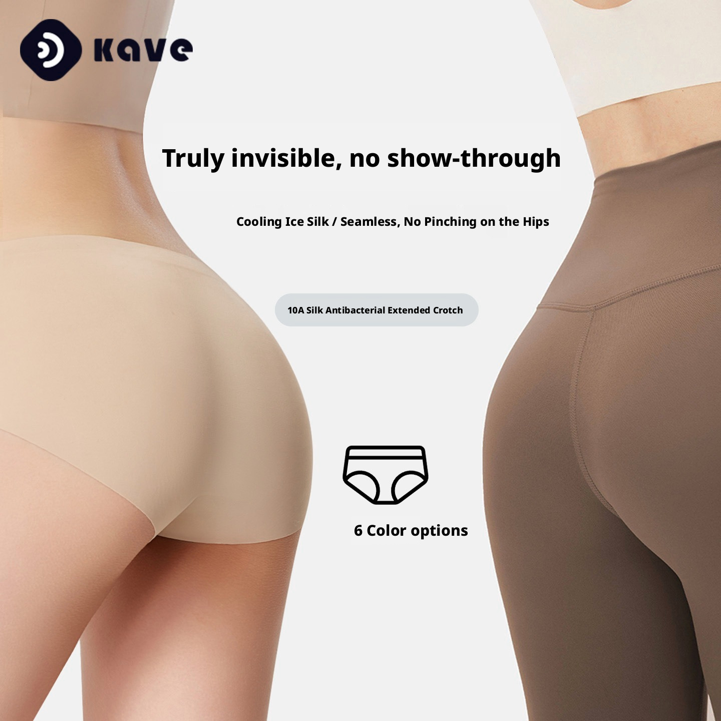 BONAS Seamless Women's Briefs with Silk Crotch, Breathable Antibacterial Mid-Rise Panties for Summer
