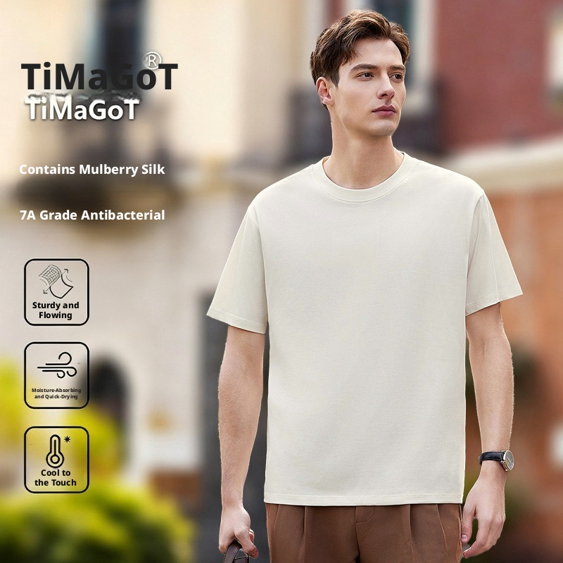 TIMAGOT Men's Short Sleeve Polo Shirt, Cotton Blend Lightweight Business Casual Summer Top