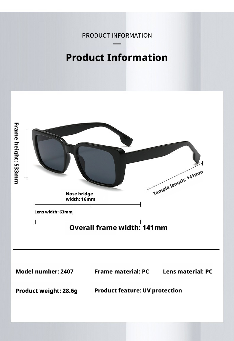 Retro small rectangle sunglasses for men and women, UV400 PC lens full frame sun glasses for outdoor travel