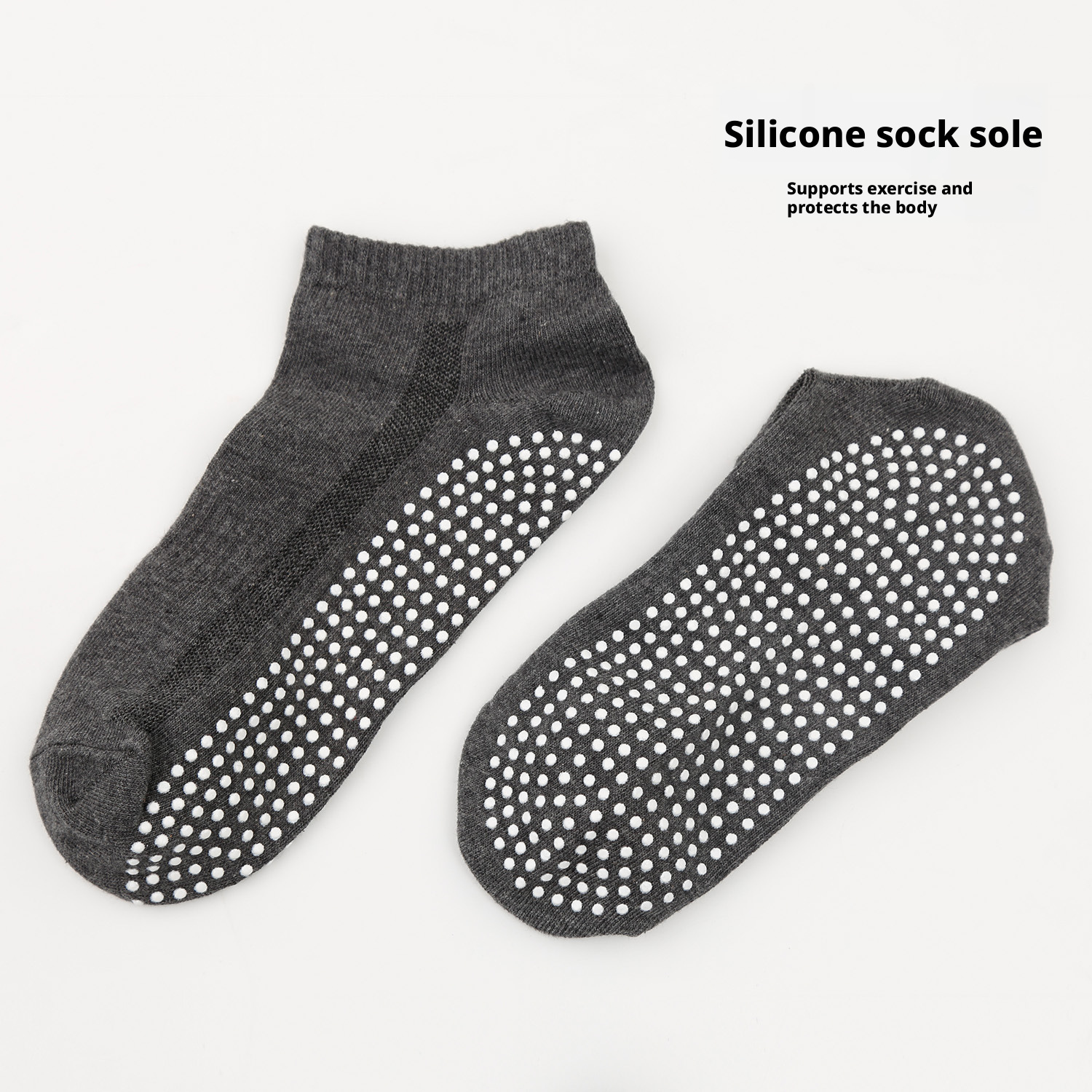 Men’s Anti-Slip Cotton Grip Socks for Yoga, Trampoline and Sports, Breathable Thin Floor Socks