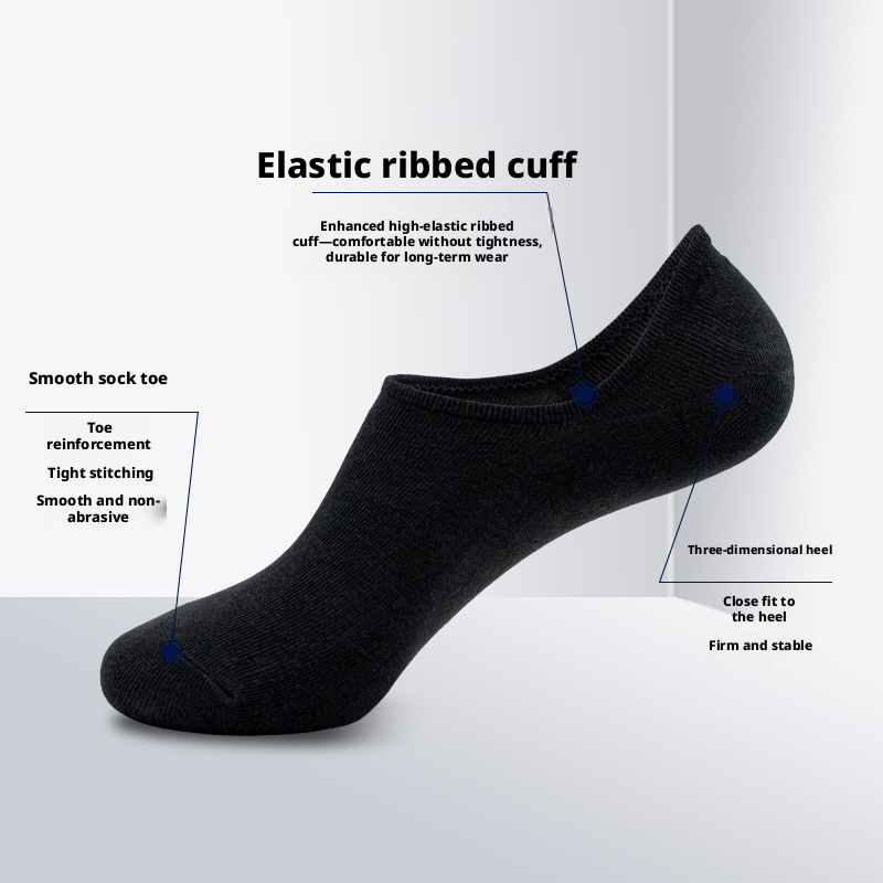 Men’s and Women’s Low Cut Ankle Socks, Thin Polyester Boat Socks, Sweat-Absorbing Odor-Resistant, Black White Gray