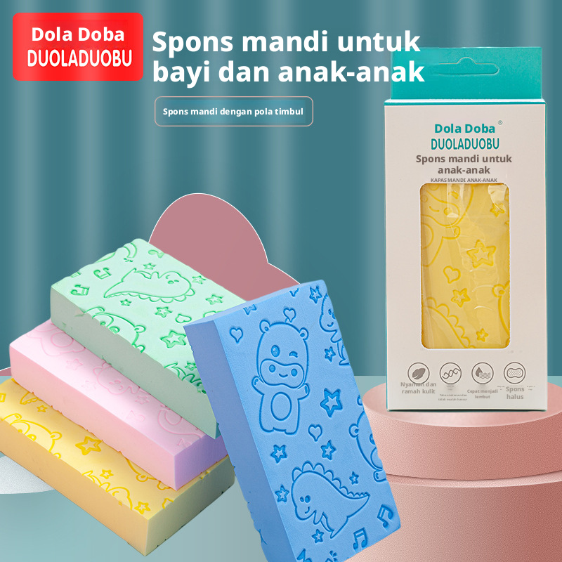 Sikat Spons Mandi Bayi dengan Cetakan Karakter Kartun, Alat Pembersih Tubuh Spons Lembut untuk Bayi dan Balita