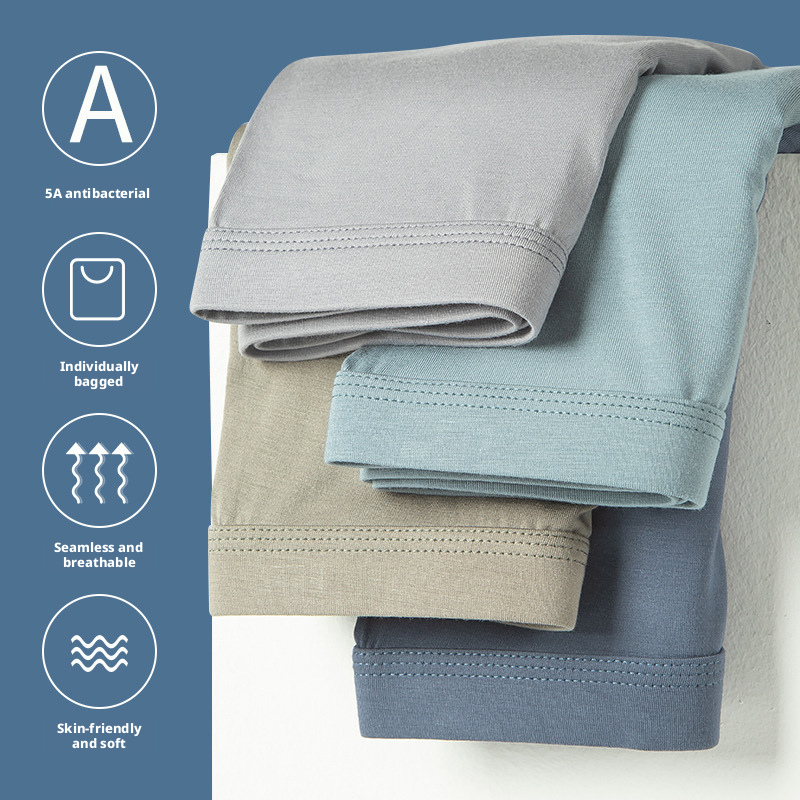 Men's Seamless Modal Boxer Briefs, Breathable Antibacterial Solid Color Underwear, Plus Size