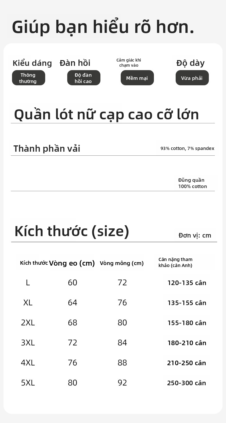 Quần lót tam giác bằng vải cotton dành cho phụ nữ, cạp cao, chống khuẩn, thấm hút, dành cho người mặc size lớn