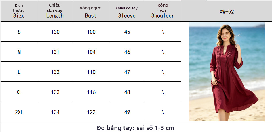 Váy dài nữ cổ chữ V, họa tiết ly, kiểu A-line; váy tay dài dạo phố/du lịch có túi.