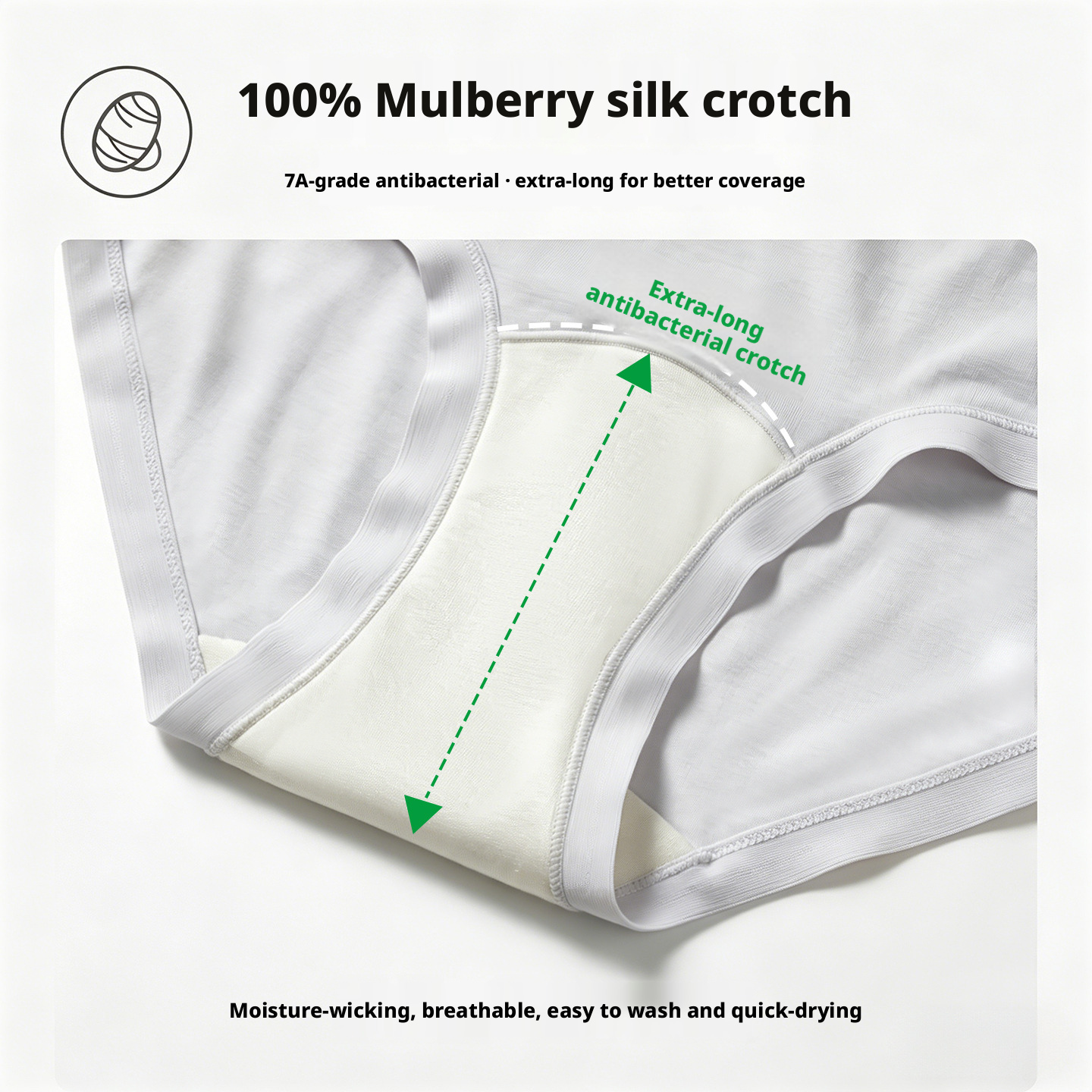 Women's Modal Underwear with 100% Silk Crotch, Breathable Antibacterial Seamless Briefs