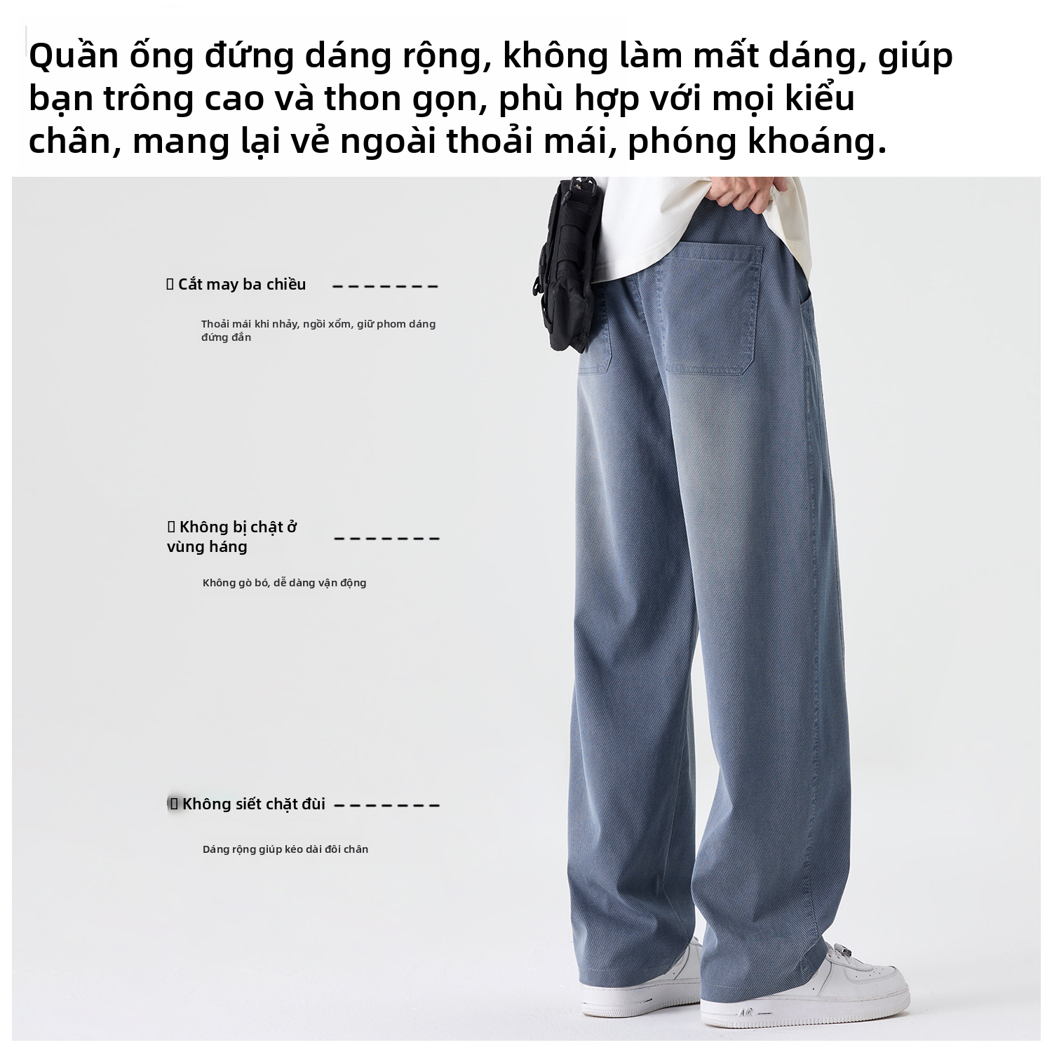Quần jean nam Lyocell Tencel chân thẳng, Quần âu nhẹ thoáng khí cho mùa hè